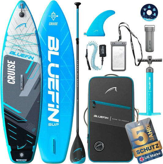 10'8 aufblasbares Paddleboard Bluefin Cruise, 6' Dickes Allround-SUP-Paddleboard, SUP-Paket & Zubehör, Rutschfestes Deckpad & leicht