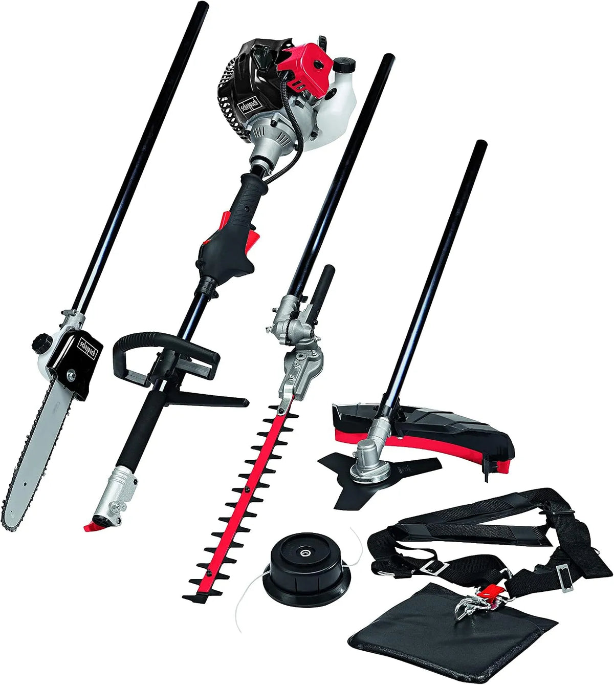Scheppach Rasentrimmer MT33P 4in1 22PS, 2-Takt-Motor, Kettensäge Motorsense Heckenschere, Fassungsvermögen 1 Leistung