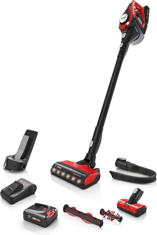 Bosch Akku-Staubsauger Gen2 BCS8224PET, Unlimited Serie 8 ProAnimal, Tierhaar-Staubsauger, bis 65 Min Laufzeit, Hygiene-Filter, beutellos, rot