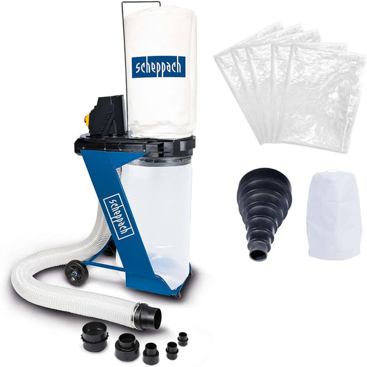 Scheppach Absauganlage DC500, inklusive. 5 Spänesäcke, 1 Filtersack & flexibler Adapter, Set
