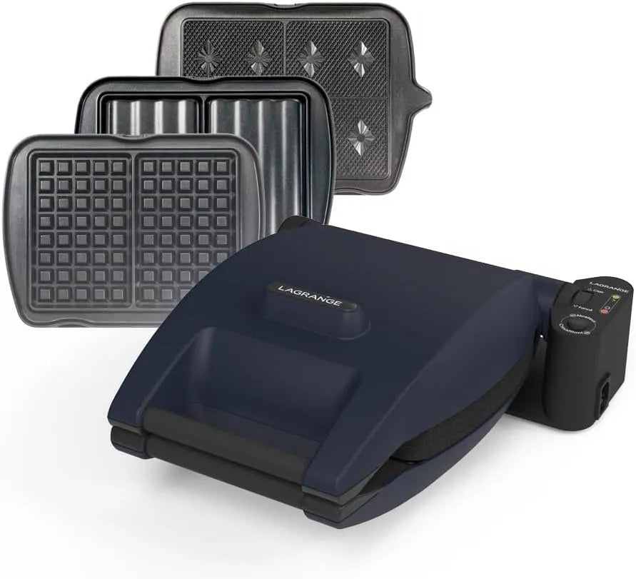 LAGRANGE Waffeleisen 019642 LAGRANGE Premium, Leistung 1200 W, 3 Plattensets inklusive, Wendbar auf Sockel, Multifunktional, personalisierbar
