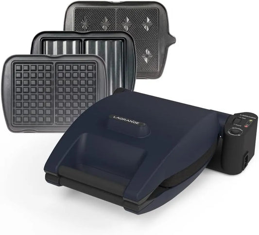 LAGRANGE Waffeleisen 019642 LAGRANGE Premium, Leistung 1200 W, 3 Plattensets inklusive, Wendbar auf Sockel, Multifunktional, personalisierbar
