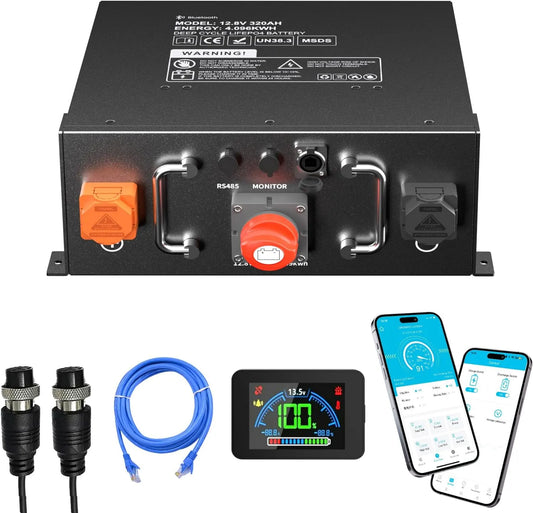 320Ah 12V Batterie LiFePO4, ECE R10 Wohnmobil-Untersitz-Batterie, r Ersetzen Blei-Säure für Wohnmobile, Solarpanel Kit, Solaranlage