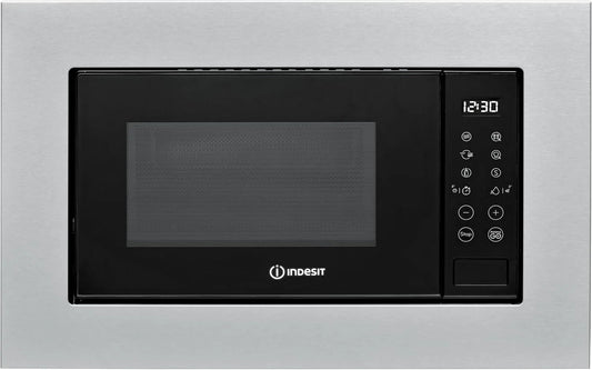 Indesit Mikrowelle MWI 120 GX GX.1, EasyCleaning 39 x 59,4 x 34,9 cm, Einbau mit Grill 20 l. Maximale Leistung 800 W, Auto Cook, Push And Go