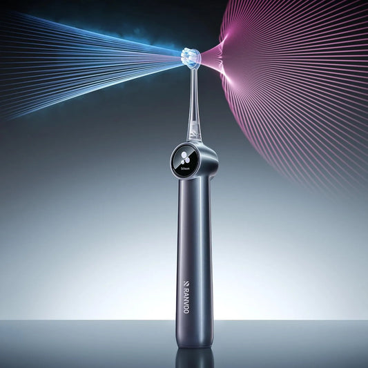X5, Maximale Interdental-Reinigung RANVOO AirJet, 100% Plaque-Entfernung, mit 3 Bürstenköpfen, Schallzahnbürste, Whitening, für Zahnspangen