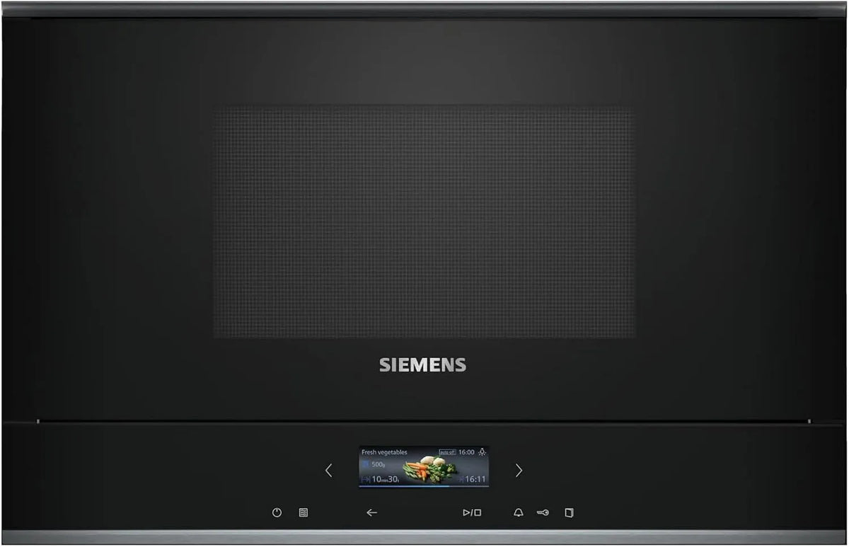 Siemens Mikrowelle BE732L1B1 iQ700 cookControl10, Einbau, humidClean Plus, Automatikprogramme, Innenraumreinigung, Grillfunktion, in Schwarz