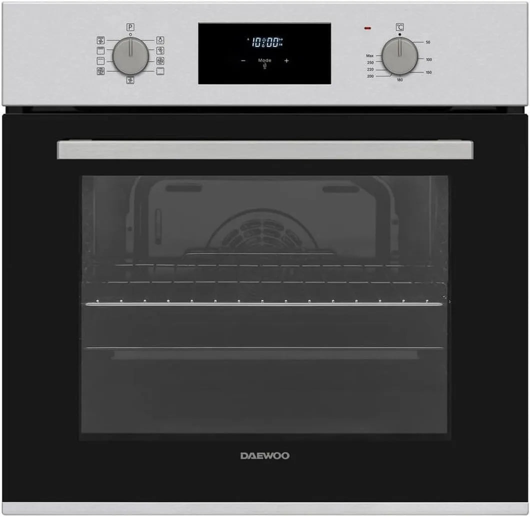 Daewoo Backofen, Fassungsvermögen 69 l Volumen, 9 Funktionen, Breite 60cm, Einbau, Pizza-Funktion, Heißluft, AntiFingerPrint Oberfläche, LED Display