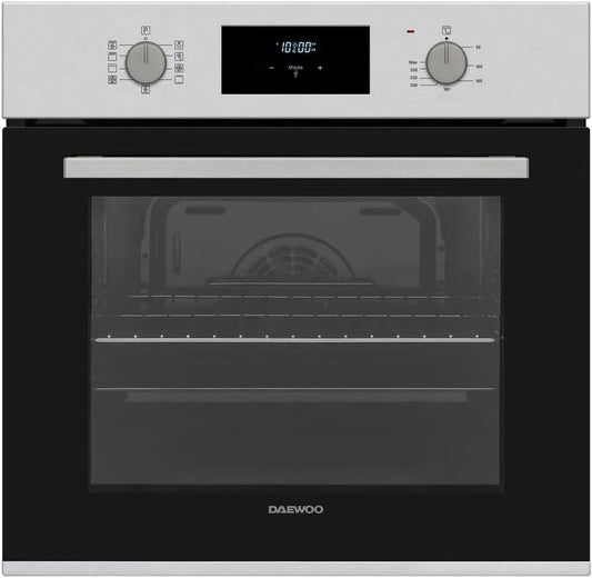 Daewoo Backofen, Fassungsvermögen 69 l Volumen, 9 Funktionen, Breite 60cm, Einbau, Pizza-Funktion, Heißluft, AntiFingerPrint Oberfläche, LED Display