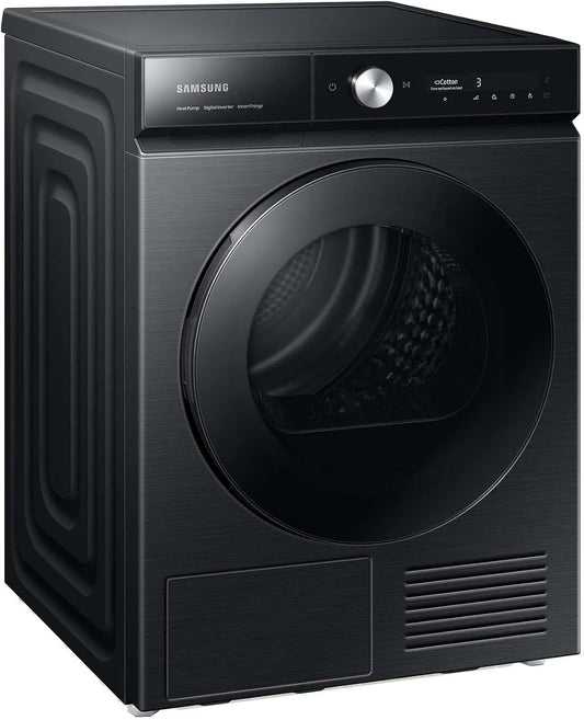 Samsung Wärmepumpentrockner DV90BB9445GBS2, Bespoke, intelligentes Automatikprogramm, AI Control, in Schwarz, Gewicht 9 kg, AI Dry, QuickDrive