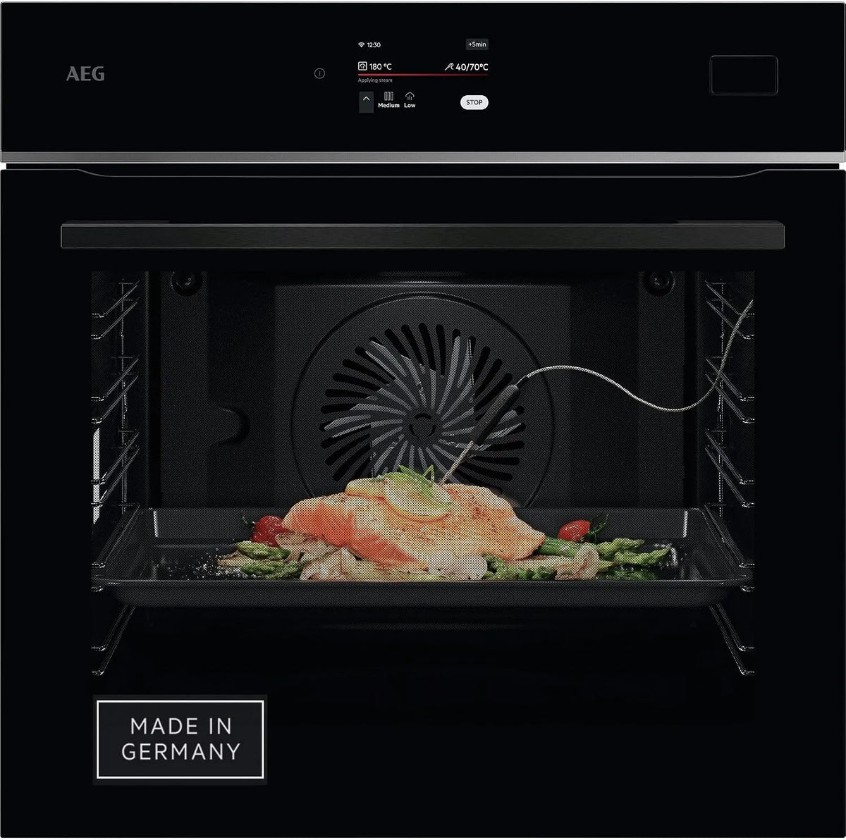 AEG Backofen TB8SB72WAB, Serie 8 Touch-Swipe-Display mit Schritt für Schritt assistiertem Kochen, 100% Auto-Dampf, Wifi Einbau-Dampfbackofen