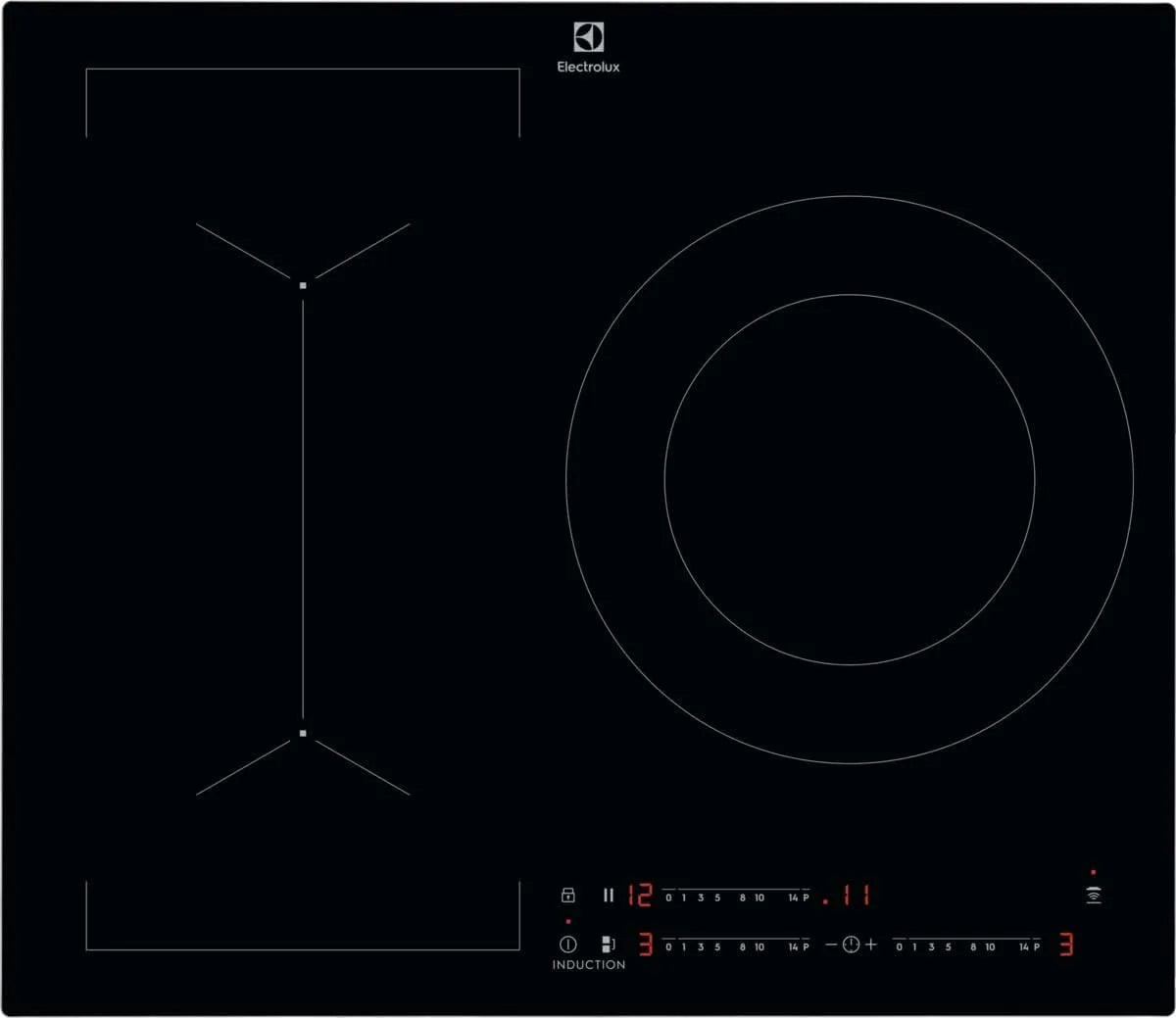 Electrolux Induktionskochfeld LIV63340CK Hob2Hood, Breite 60 cm, Leistung 3,7 kW, Touch-Steuerung 0-14, Timer, Pause, Serie 600 Bridge, Zone 28 cm