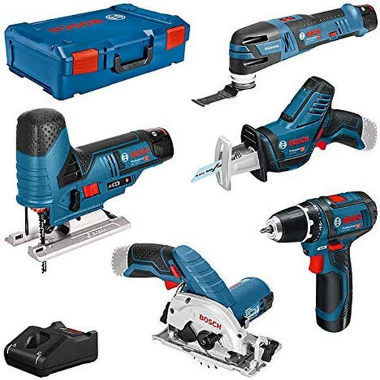 Bosch 12V-15 12V-70 12V-26, Professional 12V System Combo Kit: GSR + GST + GKS + GSA 12V-14 + GOP 12V-28 + GLI 12V-80, inklusive. 3x 3.0Ah Akku