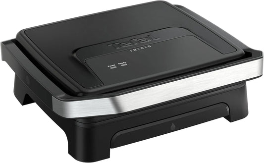 Tefal Grill GC271810, Leistung 2000 W, Edelstahlgehäuse, antihaftbeschichtete Grillplatten, Inicio Classic 2-in-1 Kontakt- und Paninigrill