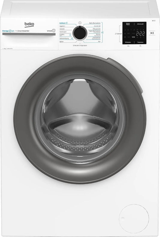 Beko Waschmaschine BM3WFU4741W1 1400, Gewicht 7 kg, Frontbeladung, Waschvollautomat, min, SteamCure Dampffunktion, allergikergeeignet, Weiß