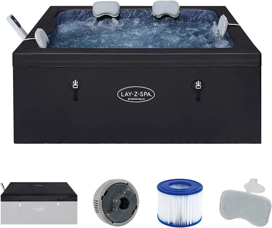 Bestway Whirlpool, Lay-Z-SPA Stockholm AirJet Energiespar 164x164 cm, Smarter für 6 Personen mit App-Steuerung, 40°C Heizung