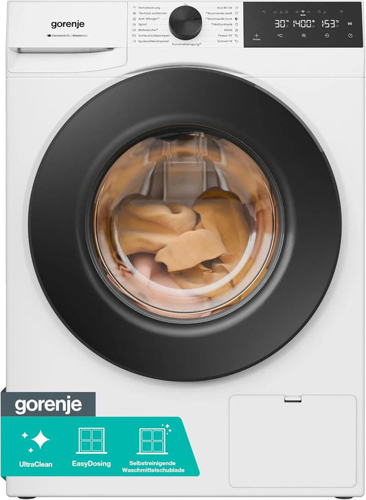 Gorenje Waschmaschine W5G494A1P1, Gewicht 9 KG, 1400 U-Min, 15 Betriebsprogramme, 10% besser als Energieeffizienzklasse A, mit Dampffunktion, AquaStop