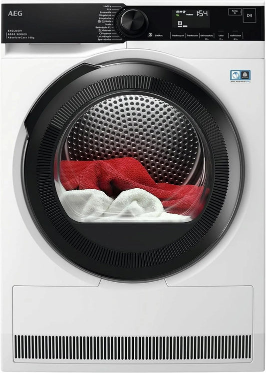 AEG Wärmepumpentrockner 9000 3D-Scan TR9H75680, Punktgenaue Trockenergebnisse mit Restfeuchteermittlung, Gewicht 8 kg, Trommelbeleuchtung