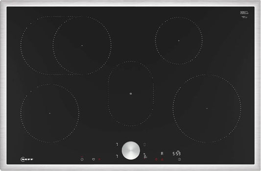 Neff Induktionskochfeld T58STF1L0, autarkes Glaskeramik-Kochfeld 80 cm breit, Twist Pad, Powerstufe, in Schwarz, N 90, Smart Hood Automatic