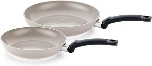 Classic Pfannen-Set Fissler Ceratal, Aluminium-Pfanne, Ceramic Bratpfanne antihaftend, Farbe Grau, 24+28 cm, 2-teilig, Keramik-beschichtet, Induktion