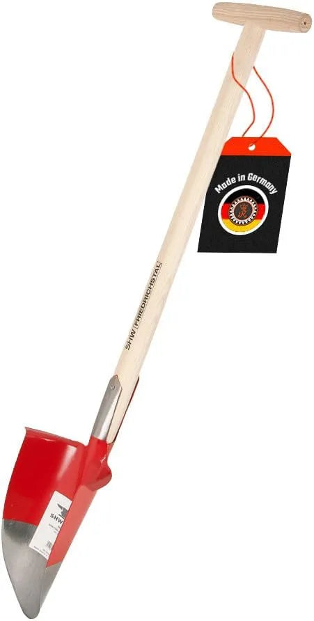 Eschenholzstiel Hohlspaten mit, geschmiedetem Spezialstahl, T-Griff, Made in Germany, Spaten ideal zum Pflanzen & Wurzeln durchtrennen