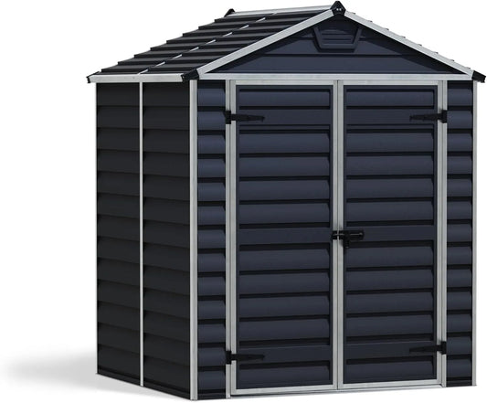 Gerätehaus Canopia by Palram, Garten Skylight 6x5 Geräteschuppen Metall 185 x 154 cm Midnight Grey Polycarbonatplatten rostbeständig UV-Schutz