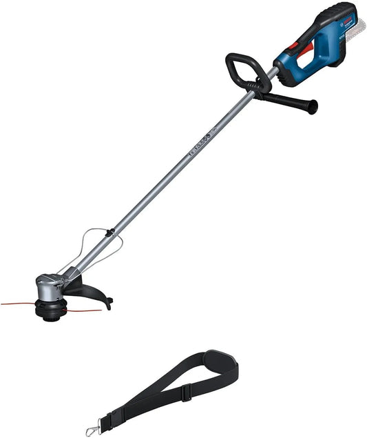 Bosch Rasentrimmer 18V-33, Professional 18V System Akku GRT, bürstenloser Motor, Schnittkreisdurchmesser von 33 cm, inklusive. 1x Schultergurt