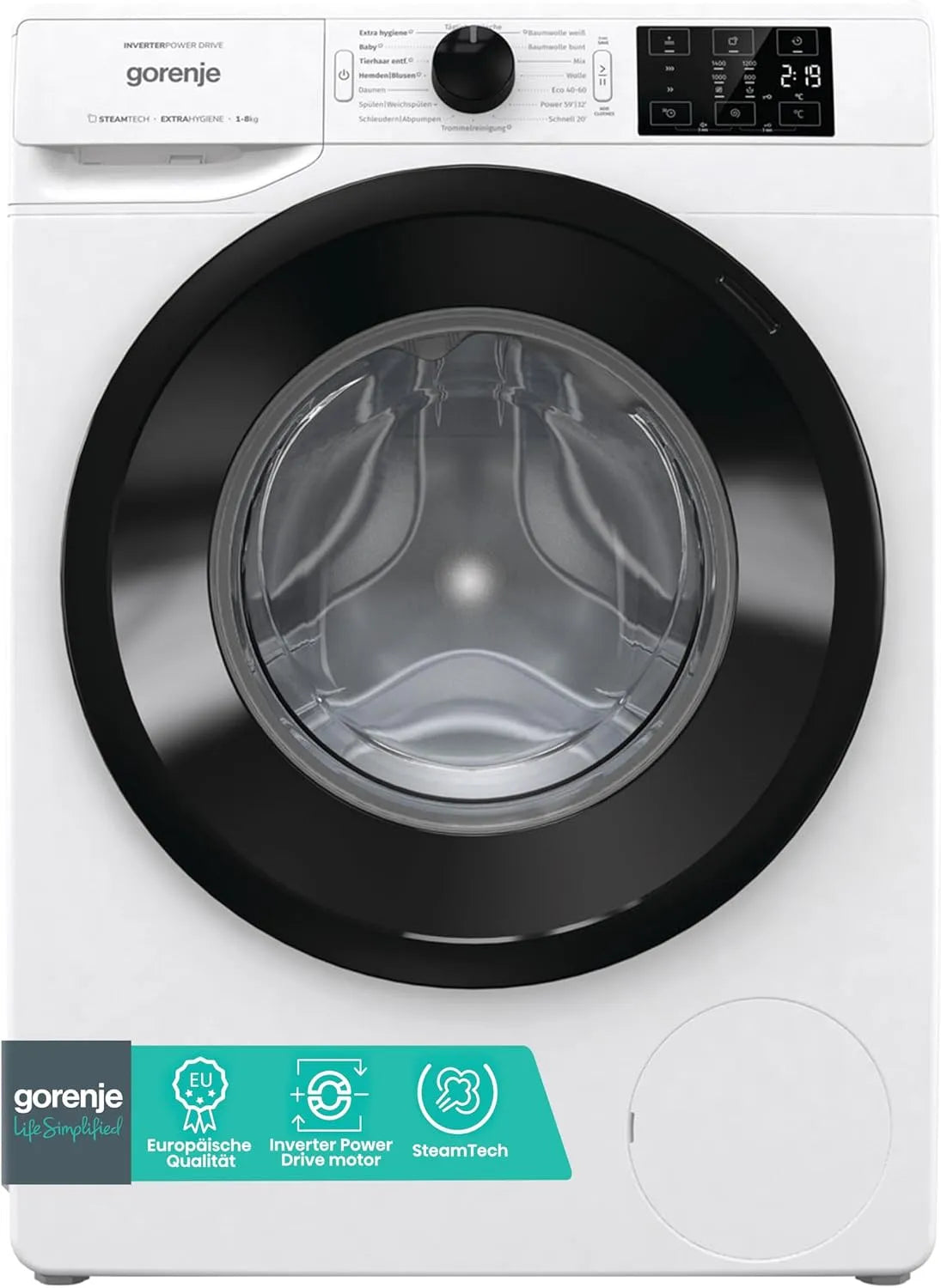 Gorenje Waschmaschine WAM 84 AP 1400, Gewicht 8 kg, 16 Betriebsprogramme, mit Dampffunktion, Inverter PowerDrive Motor, AquaStop, Edelstahltrommel