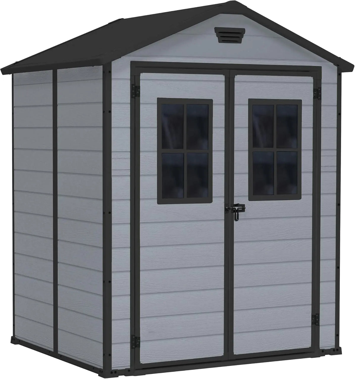 Gartenhaus Keter, Außenmaße: 185cm x 152cm x 226cm, Evotech Material, Kunststoff, in Schwarz, Lineus 6x5 mit Türfenster, wetterfest, Farbe Grau