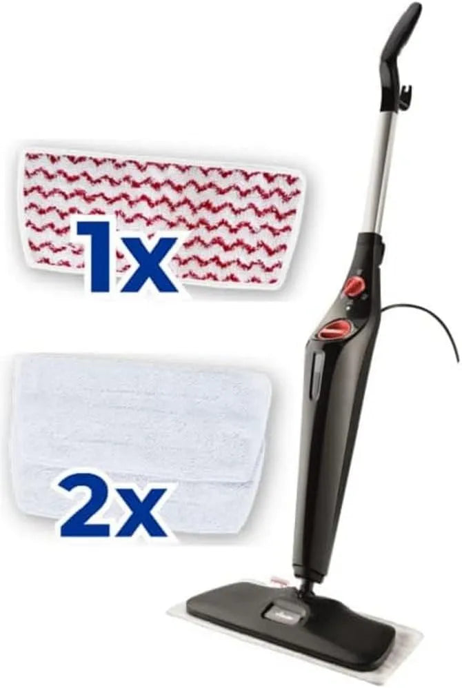Vileda Dampfreiniger, Aufheizzeit: 15 Sekunden, Steam Plus XXL, Hygienischer Bodenreiniger mit PowerPad und 2 Mikrofaserbezügen, Fliesen