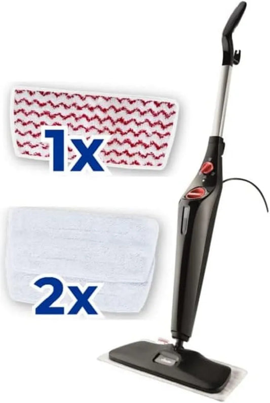 Vileda Dampfreiniger, Aufheizzeit: 15 Sekunden, Steam Plus XXL, Hygienischer Bodenreiniger mit PowerPad und 2 Mikrofaserbezügen, Fliesen