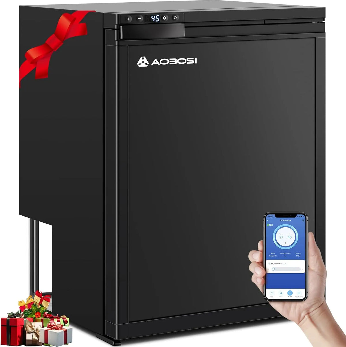 Kompressor, Wohnmobil Kühlschrank mit APP-Steuerung, 12/24V DC, LKW, Reisemobil, bis -20℃ Kühlschrank für Auto, AAOBOSI 65L Kühlbox, Boot