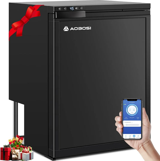 Kompressor, Wohnmobil Kühlschrank mit APP-Steuerung, 12/24V DC, LKW, Reisemobil, bis -20℃ Kühlschrank für Auto, AAOBOSI 65L Kühlbox, Boot
