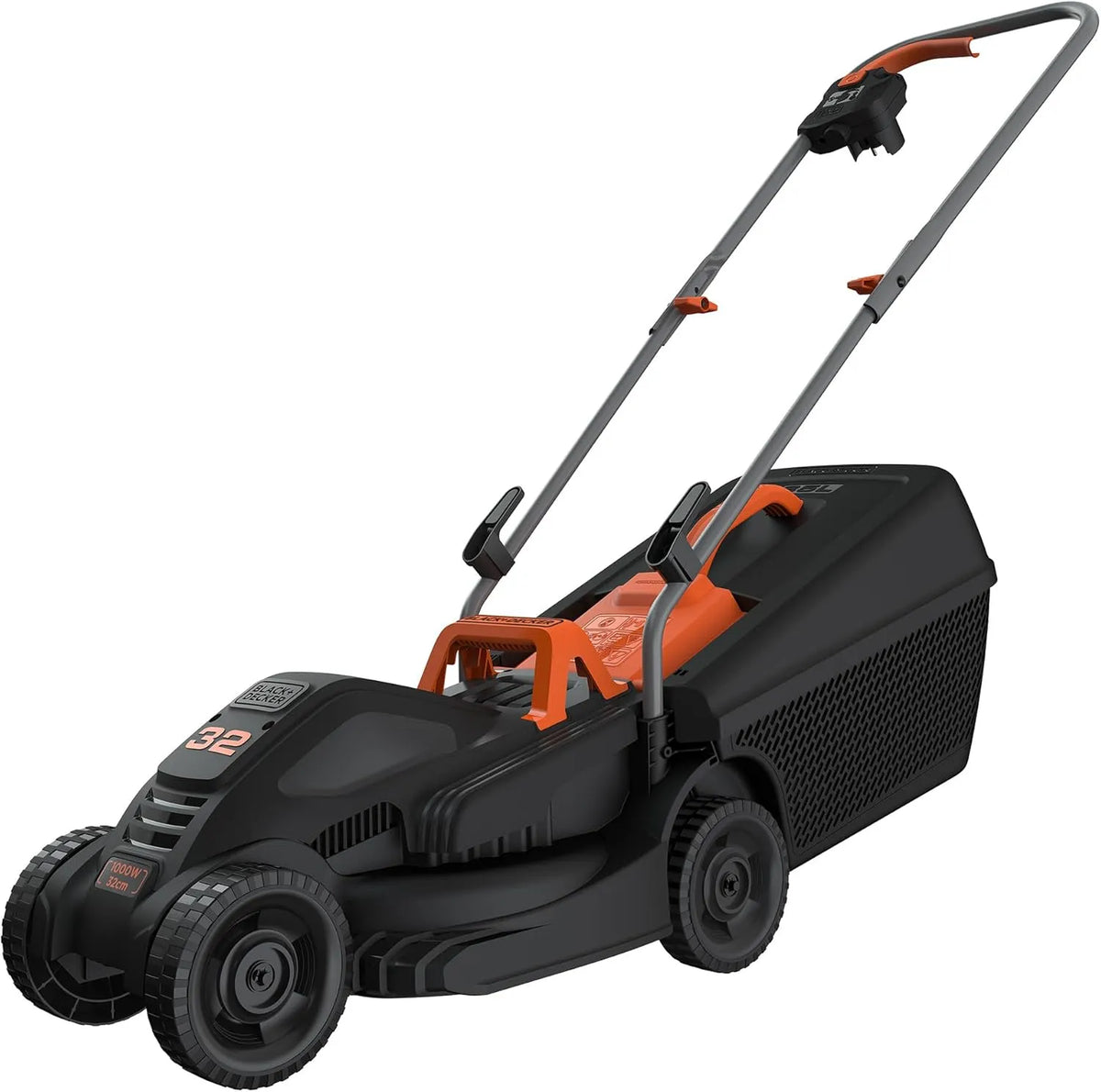 Black+Decker Rasenmäher 30-Liter-Grasfangkorb BEMW351-QS, Leistung 1000W Leichter, 32 cm breiter Elektro mit 3 verstellbaren Höhen