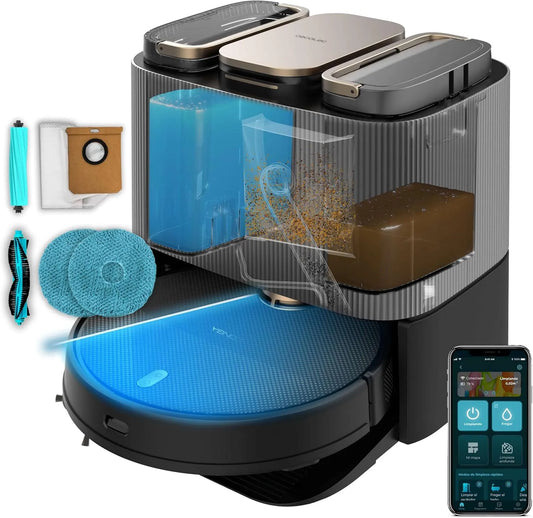 Cecotec Saugroboter 13090, WiFi 2,4 GHz, Lasertech, Seitenbürste, Bluetooth, 5 GHz, Silikonbürste, APP