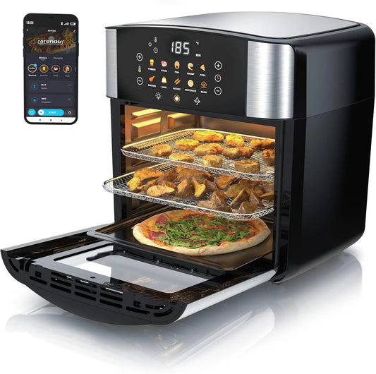 Heißluftfritteuse Arendo, Backofen Umluft, extra Groß 16 Liter, XXL Smart Wlan, Fritteuse ohne Öl, Grill, Dörrautomat, Air Fryer, Touchscreen
