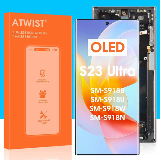 Samsung Modell S23 SM-S918B SM-S918U, DS Touchscreen Digitalisierer Glas Montage mit Rahmen, in Schwarz