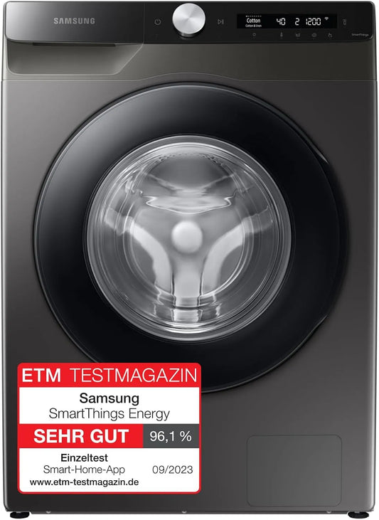Samsung Waschmaschine 1400 WW80T534AAXAS2, Gewicht 8 kg, min, Ecobubble, Automatische Waschmittel- und Weichspülerdosierung, Inox, in Schwarz