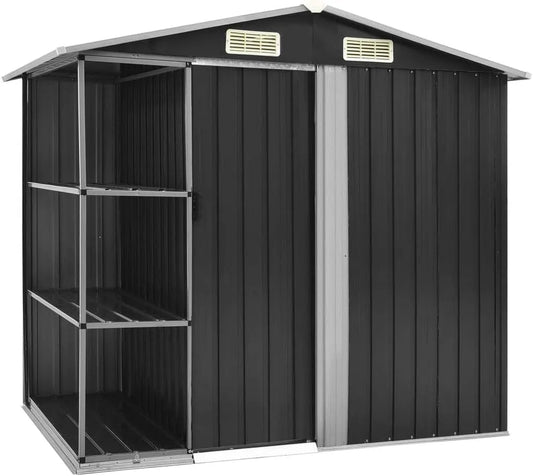 Gerätehaus Tidyard, mit 4 Lüftungsklappen Geräteschuppen Outdoor Gartenhaus Schuppen Metallgerätehaus Anthrazit 205x130x183 cm Eisen