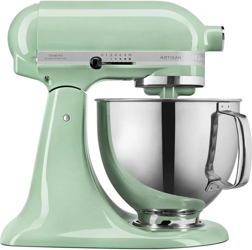 KitchenAid Küchenmaschine, Artisan, Fassungsvermögen 4.8 L, Teigknetmaschine mit 3 Zubehör und Schüssel aus Edelstahl, Pistazie