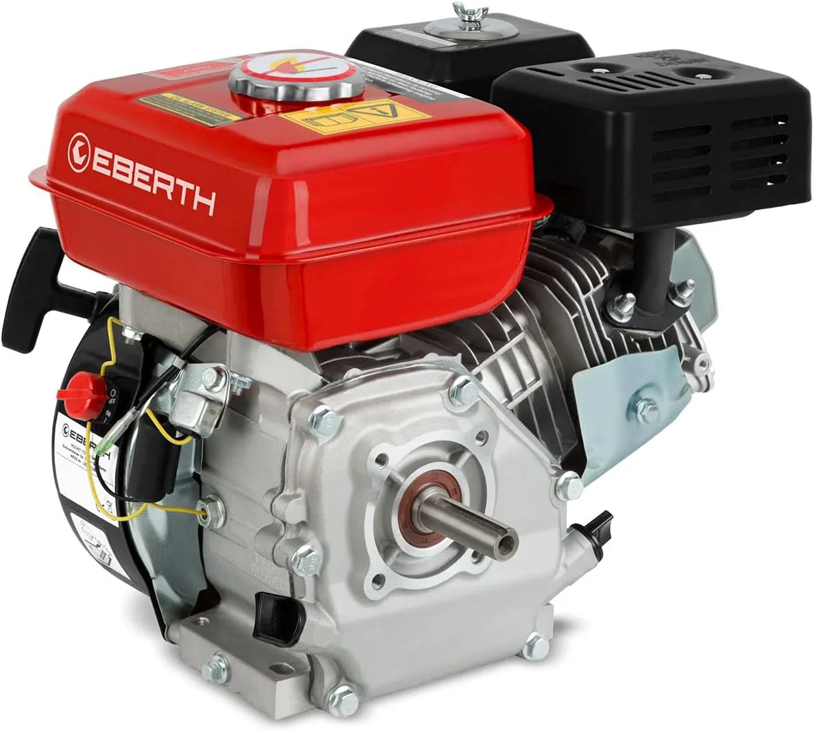 EBERTH 6,5 PS Benzinmotor Standmotor Kartmotor Antriebsmotor mit Ø Welle, 1 Zylinder Benzin Motor, 4-Takt, 196 ccm Hubraum, Ölmangelsicherung