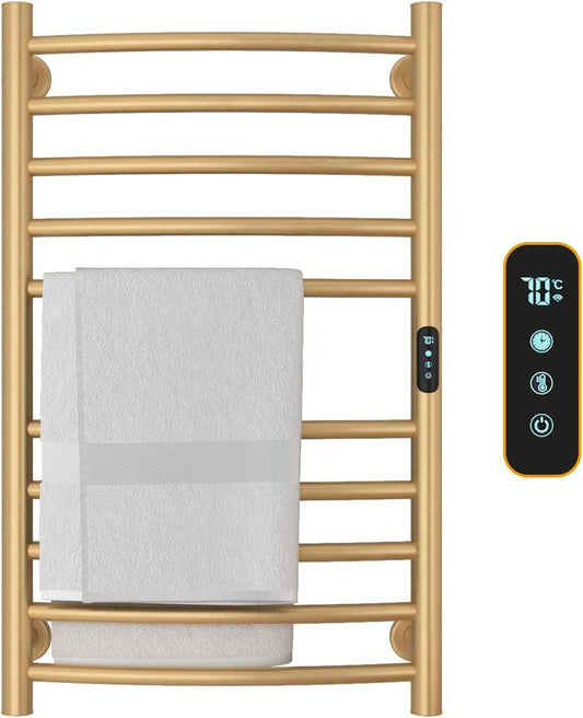 Gebürstetes Gold Handtuchheizkörper Elektrisch 135W Badheizkörper Elektrisch, Maße 450x720mm, WiFi Intelligente Handtuchtrockner Elektrisch