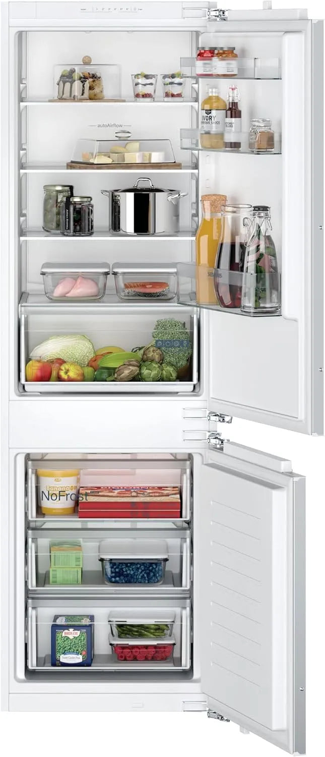 Siemens Modell, 177,5 x 56 cm Nische KI86NNFE0 iQ100, Fassungsvermögen 184 L Kühlen & 76 L Gefrieren, Einbau-Kühl-Gefrier-Kombination, noFrost