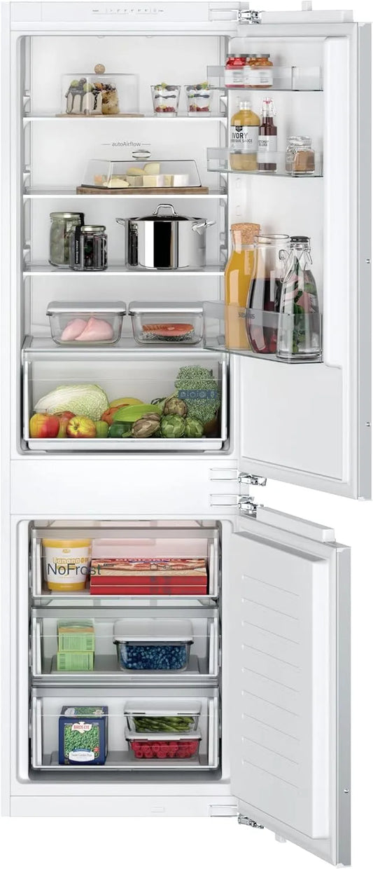 Siemens Modell, 177,5 x 56 cm Nische KI86NNFE0 iQ100, Fassungsvermögen 184 L Kühlen & 76 L Gefrieren, Einbau-Kühl-Gefrier-Kombination, noFrost