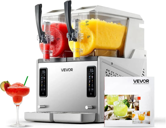 Vevor Slush-Maschine, 2 x 3 L, Slusheis Eisbereiter 450 W, Elektrische Margarita-Maschine mit Selbstreinigungsfunktion, kein Eis nötig