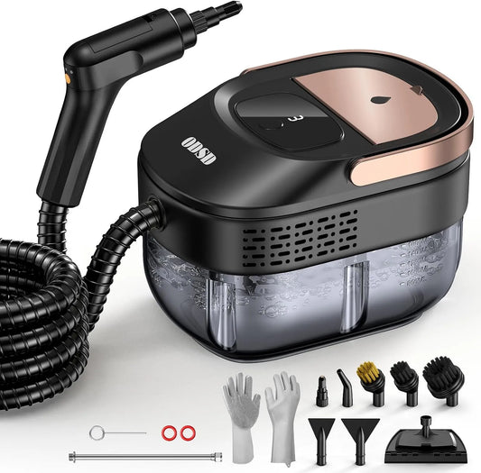 Dampfreiniger ODSD, 3-stufig einstellbarer, Handdampfreiniger für Autos, Fenstern, 15 Sekunden Aufheizzeit und 1,6 l großer Tank, Küche, Boden