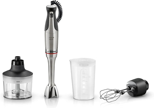 Bosch Modell, ErgoMaster Serie 8, 1500 Watt MSM8M934, Stabmixer, Mixbecher, Universalzerkleinerer, Doppelschneebesen, Edelstahl Klingen, Spiralkabel