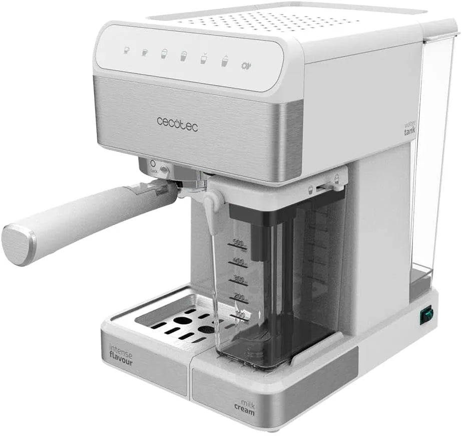 Cecotec Kaffemaschine Power Instant-ccino 20 Touch. 1350 W, 20 bar Druck, Siebträger, Milchbehälter, Weiß, 1'4 L Wassertank, Thermoblock
